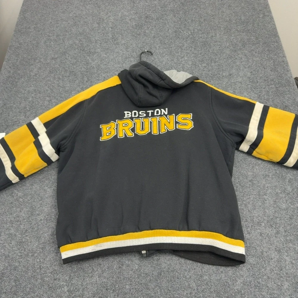 Boston Bruins GIII Jacket Mens L Black Cotton Full Zip Hooded Embroidered Hockey